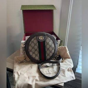 GUCCI Ophidia Round Shoulder Bag
Gg Coated Canvas Mini Brown